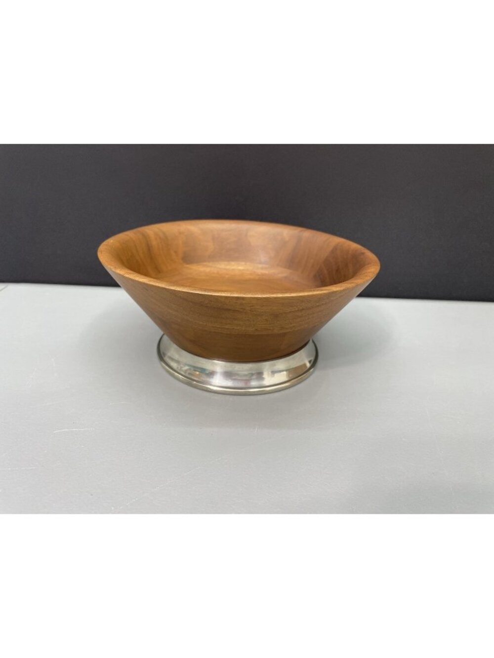 Vintage Garden Silversmiths Black Walnut Pewter Display Bowl Handmade Decor USA